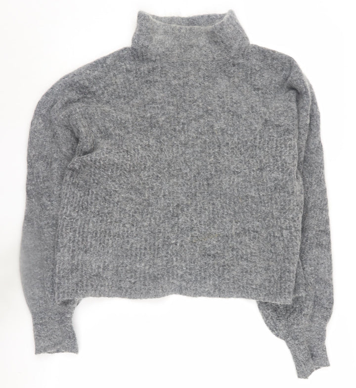 Warehouse Women's Grey Mock Neck Pullover Jumper, M