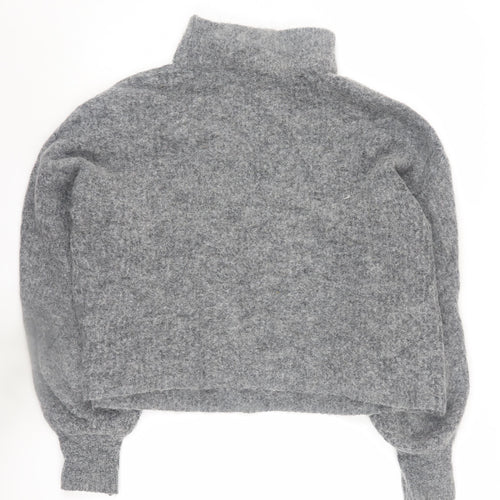 Warehouse Women's Grey Mock Neck Pullover Jumper, M