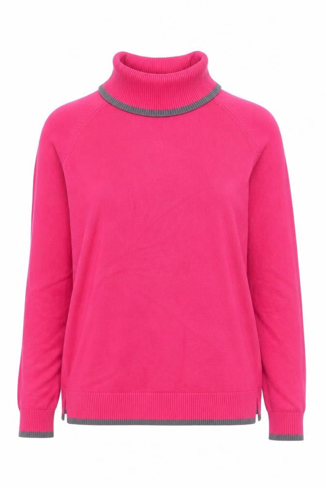 Front view of Heine Women's Pink Roll Neck Jumper, size 14