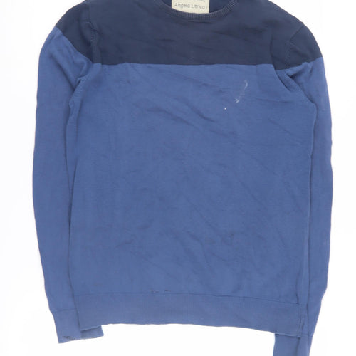 Angelo Litrico Men's Blue M Cotton Pullover Jumper