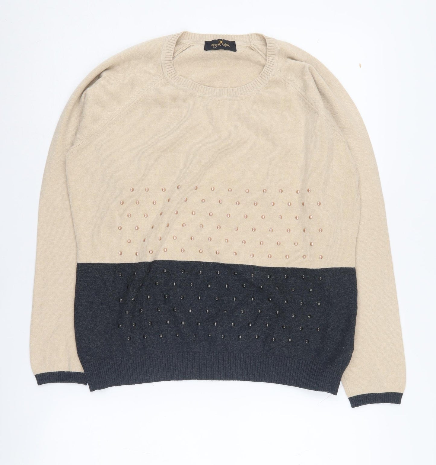 Eugen Klein Women's Beige Pullover Jumper Size 18