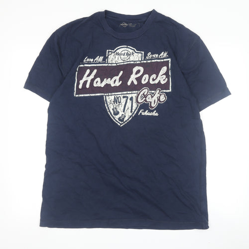 Hard Rock Cafe Men's Blue T-Shirt Size L Music Graphic