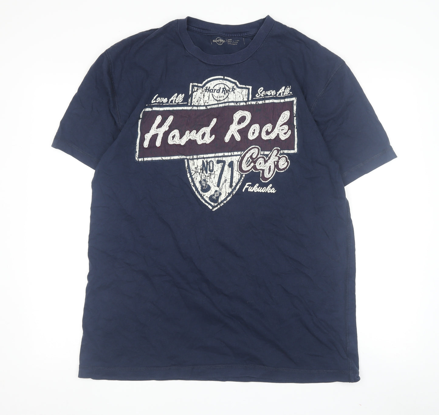 Hard Rock Cafe Men's Blue T-Shirt Size L Music Graphic