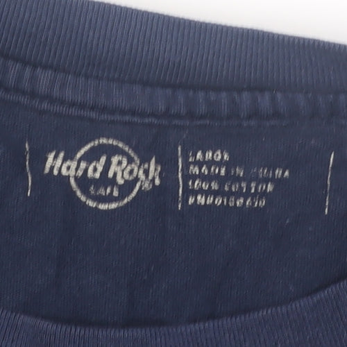 Hard Rock Cafe Men's Blue T-Shirt Size L Music Graphic