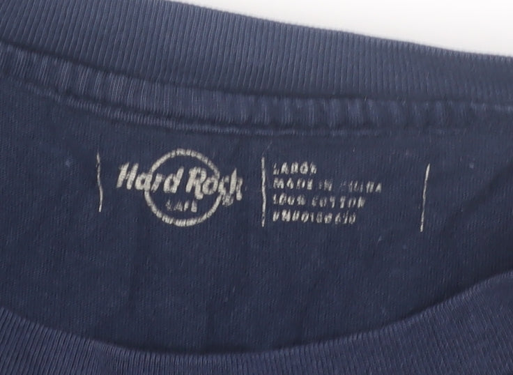 Hard Rock Cafe Men's Blue T-Shirt Size L Music Graphic