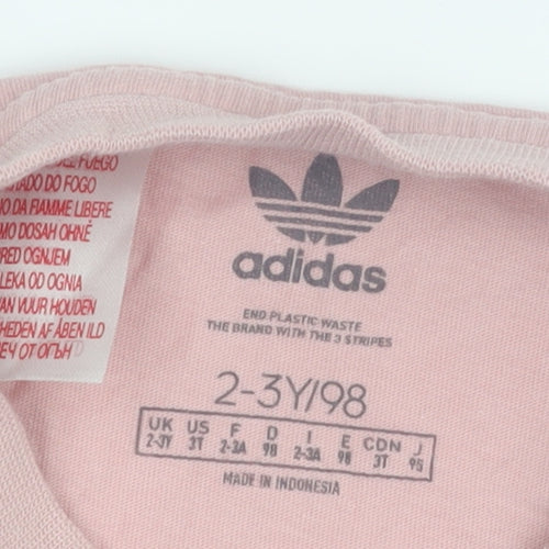 Adidas Girls Pink T-Shirt, 2-3 Years, Casual and Comfy