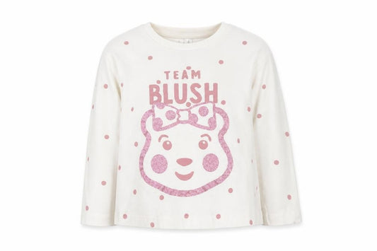 Front view of George unisex baby white polka dot long sleeve t-shirt 18-24m