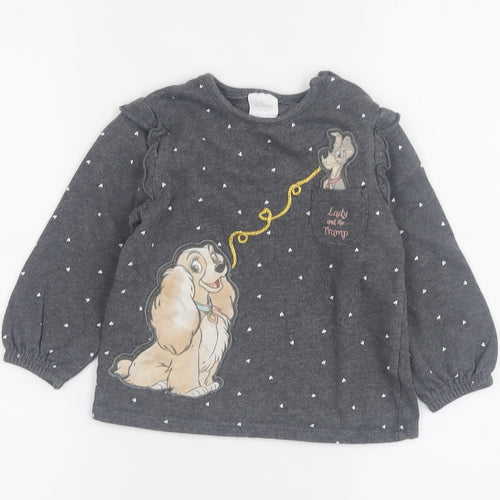 Disney Unisex Baby Grey Lady & Tramp T-Shirt 18-24 Months