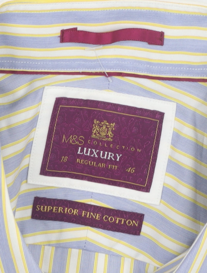Marks and Spencer Men's Striped Dress Shirt, Regular Fit