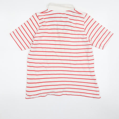 Isle Women's Red Beige Striped Polo M Collared Shirt