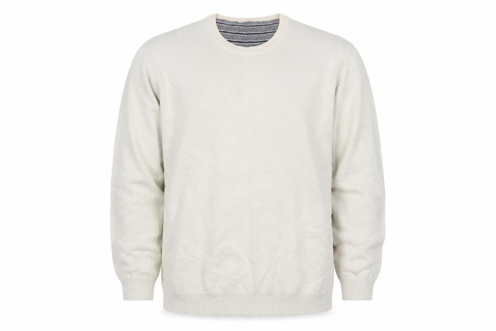 Front view of Marks & Spencer Men's Beige XL Pullover Cotton Jumper
