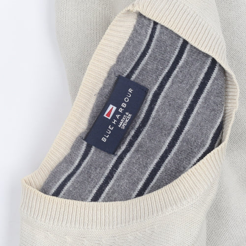 Marks and Spencer Men's Beige XL Pullover Cotton Jumper