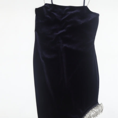 Quiz Women's Blue Slip Dress, Size 8, Velvet