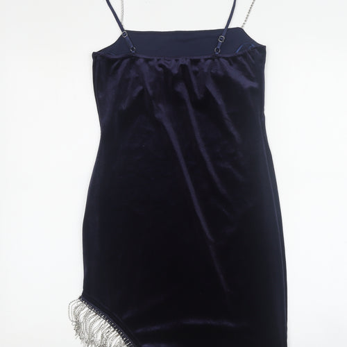 Quiz Women's Blue Slip Dress, Size 8, Velvet