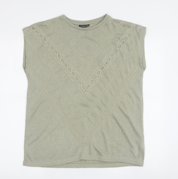 Warehouse Women's Green Basic T-Shirt Size 10