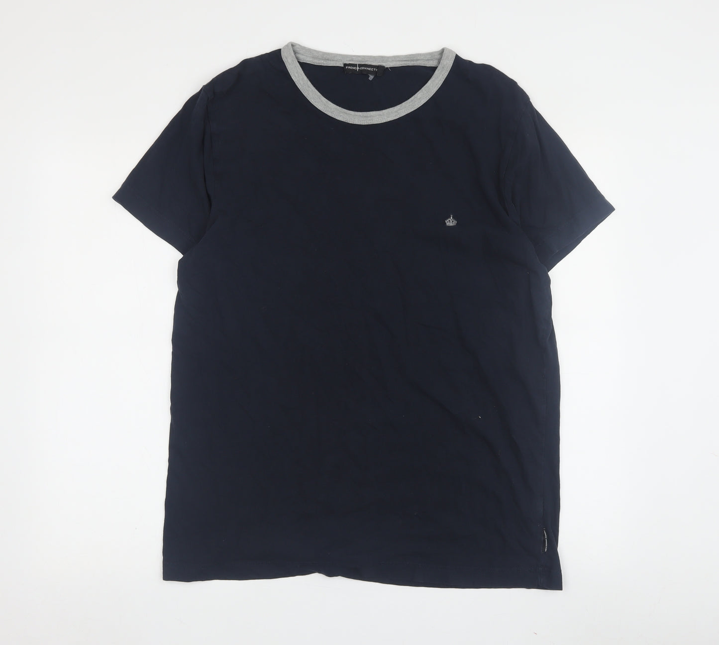 French Connection Men's Blue T-Shirt L Crew Neck