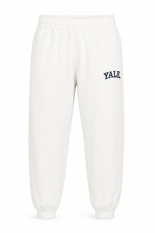 Front view of Yale University Men's White Sweatpants M