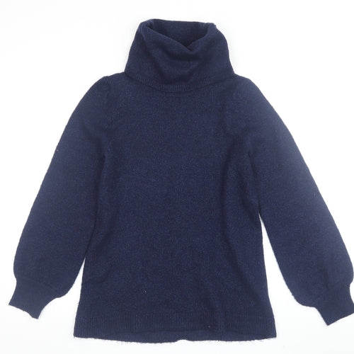 M&Co Women's Blue Roll Neck Jumper Size 10