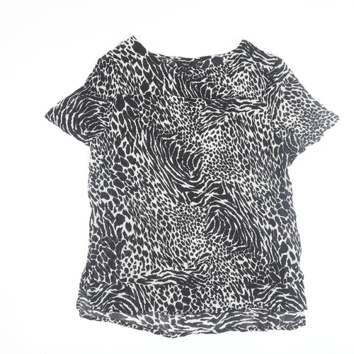 Next Women's Black Animal Print Short Sleeve Top