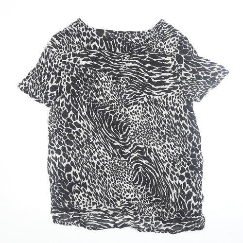 Next Women's Black Animal Print Short Sleeve Top