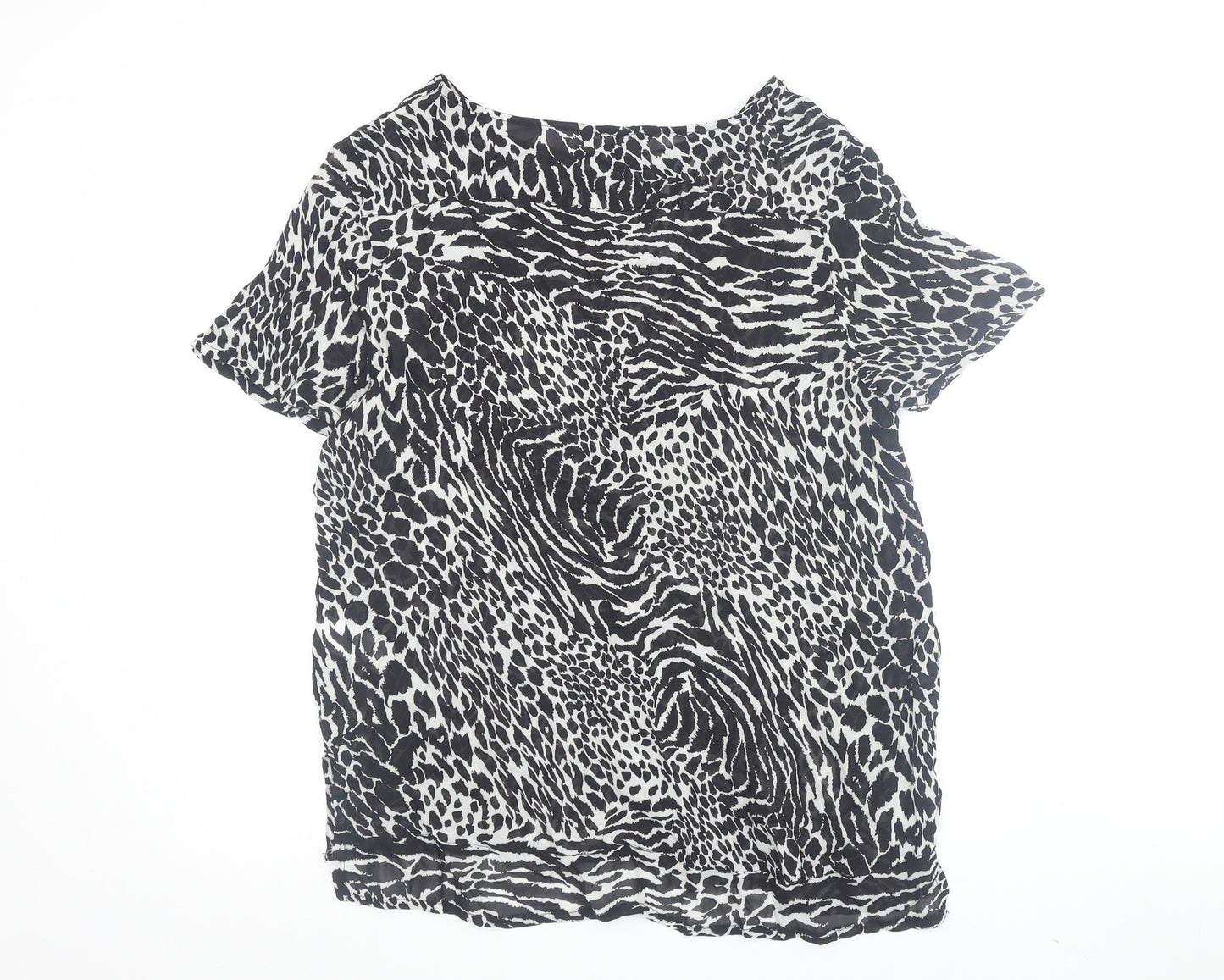 Next Women's Black Animal Print Short Sleeve Top