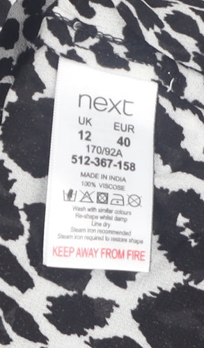 Next Women's Black Animal Print Short Sleeve Top