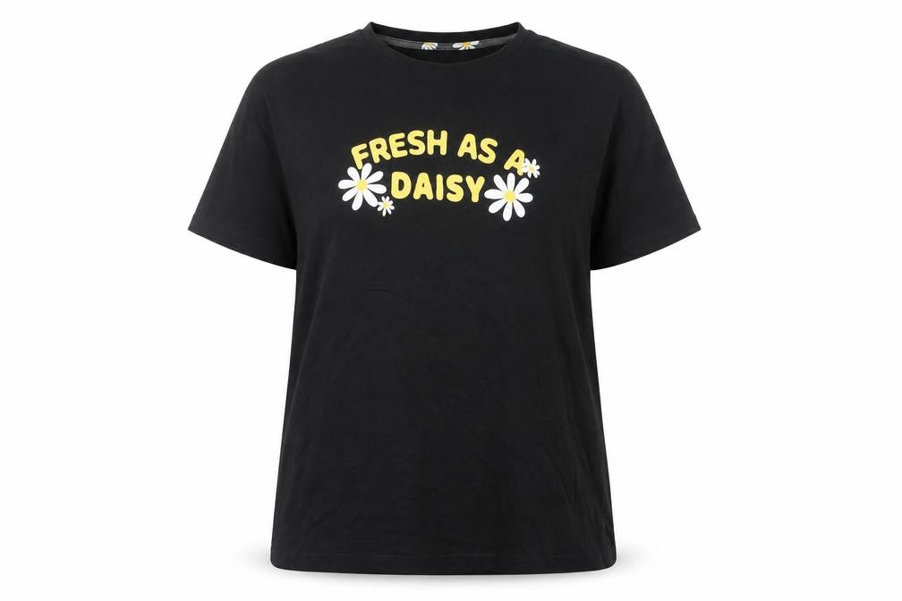 Front view of Very Women's Black Graphic Pyjama Top, size 12-14