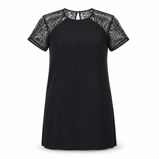 Front view of Jack Wills Women’s Black Lace Short Sleeve Dress 12