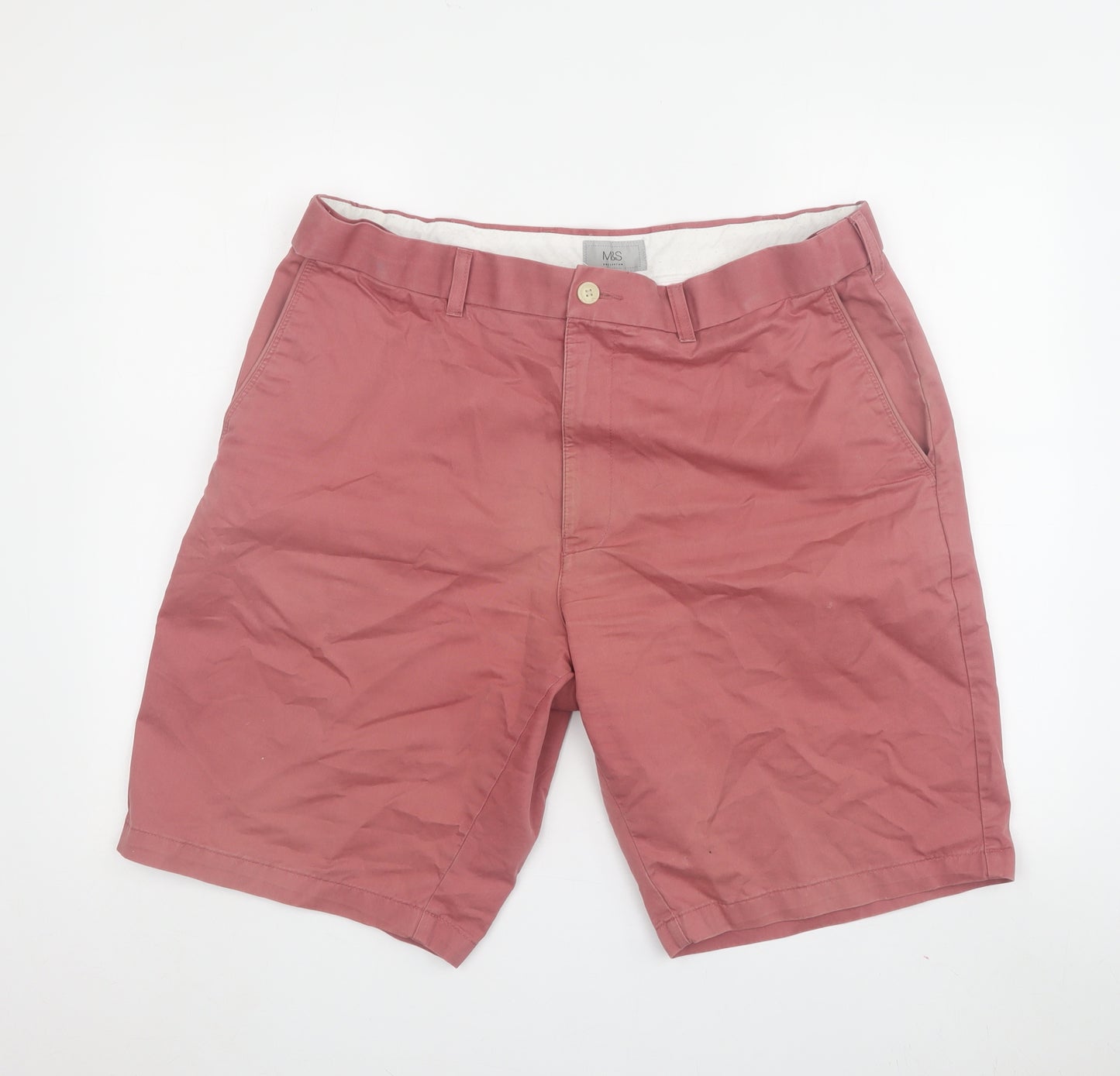Marks and Spencer Men's Pink Chino Shorts, Size 38