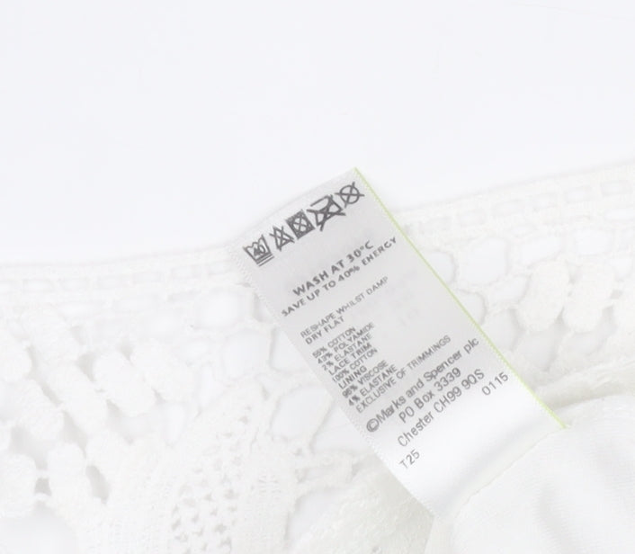 M&S Women's White Lace Cotton Tank Top Size 10 Sleeveless