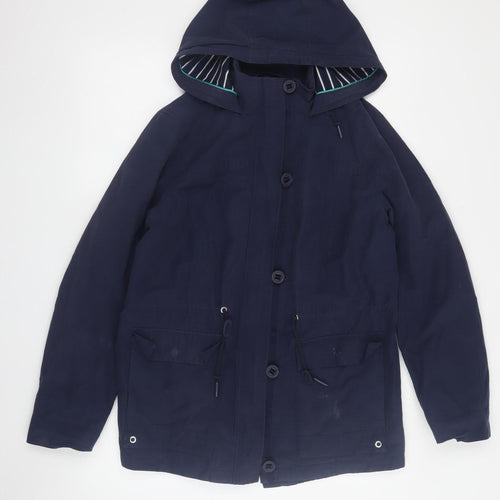 Marks and Spencer Women's Blue Hooded Rain Jacket Size 10
