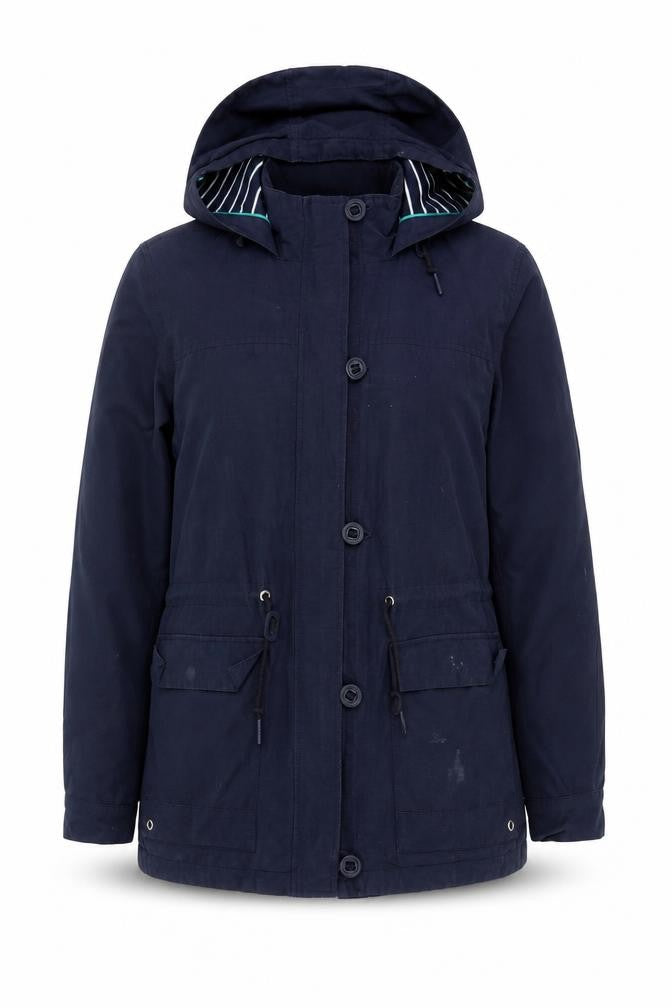 Front view of Marks & Spencer Women's Blue Hooded Rain Jacket, size 10