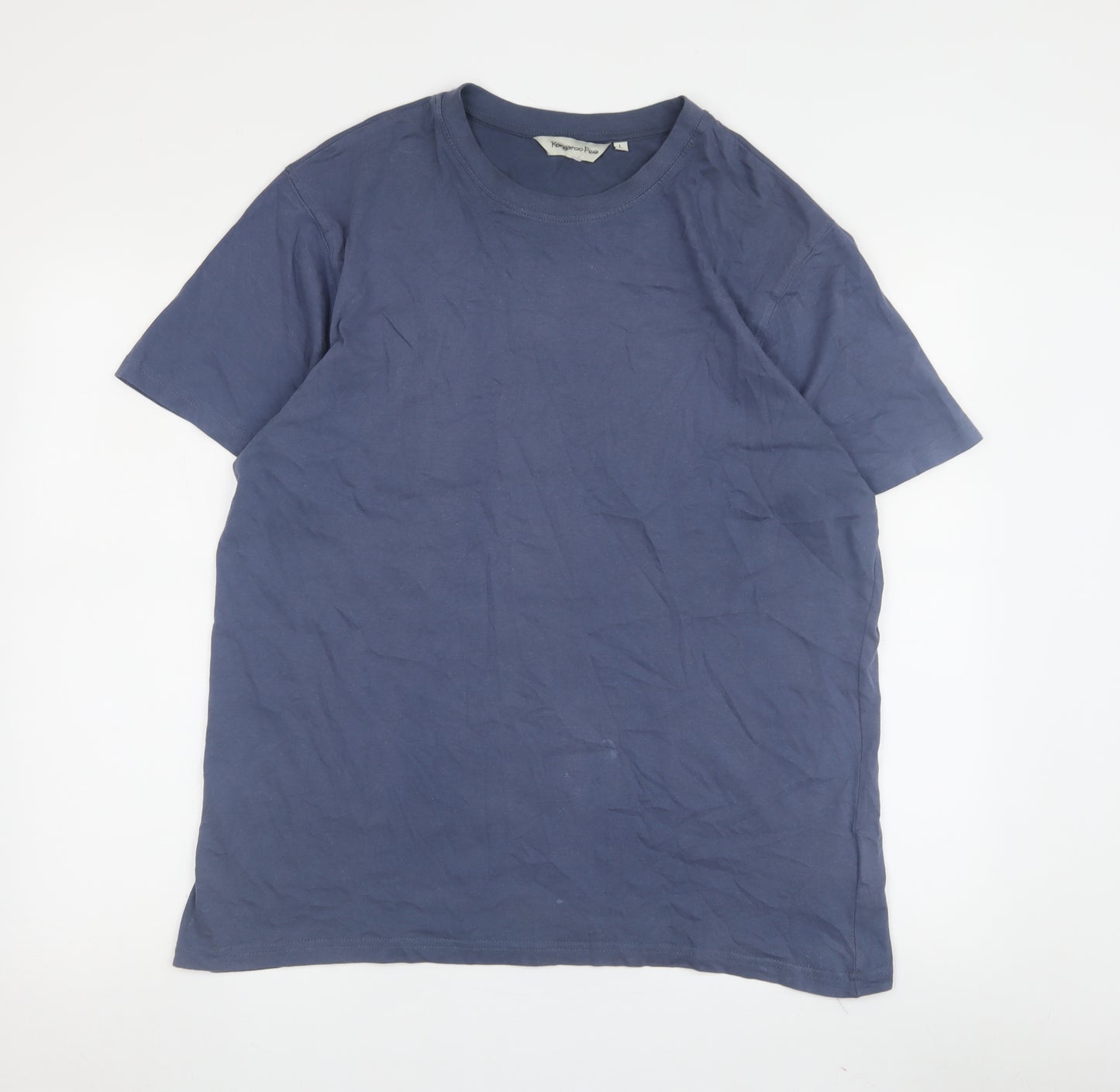 Kangaroo Poo Men's Blue Cotton T-Shirt, L, Crew Neck, Casual