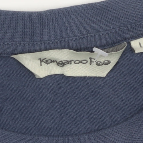 Kangaroo Poo Men's Blue Cotton T-Shirt, L, Crew Neck, Casual