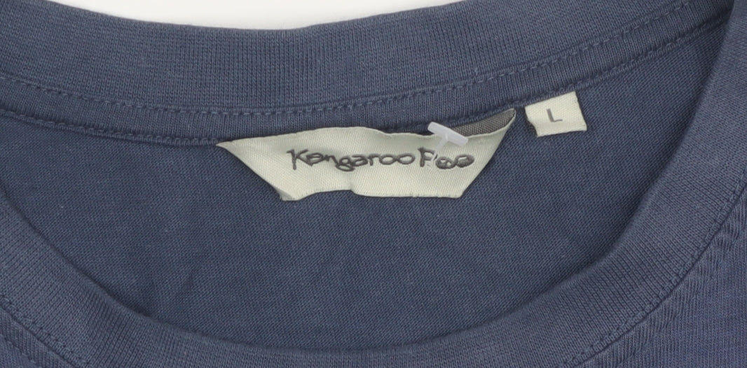 Kangaroo Poo Men's Blue Cotton T-Shirt, L, Crew Neck, Casual