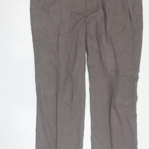 Marks and Spencer Men's Khaki Flat Front Trousers