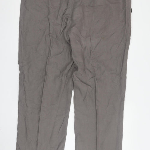Marks and Spencer Men's Khaki Flat Front Trousers