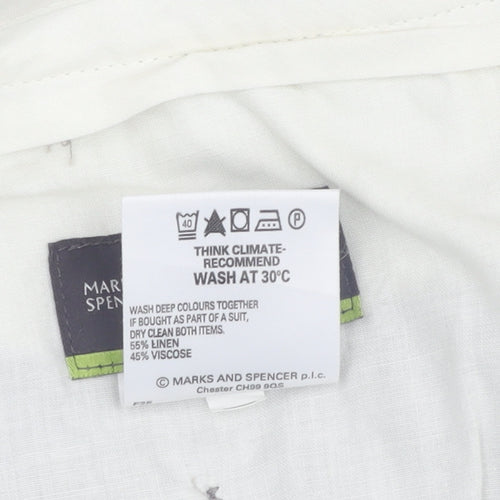 Marks and Spencer Men's Khaki Flat Front Trousers