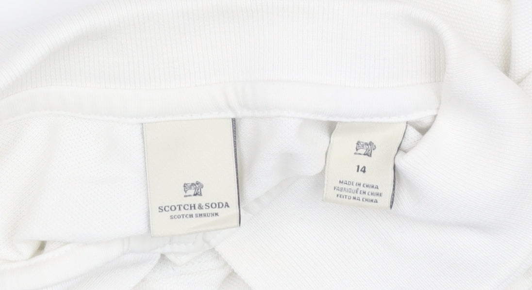 Scotch & Soda Women's White Polo 14 Regular Short Sleeve