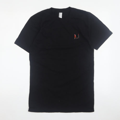 American Apparel Men Black S T-Shirt Crew Neck
