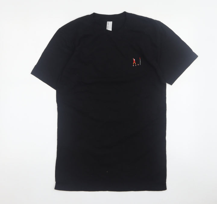 American Apparel Men Black S T-Shirt Crew Neck