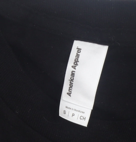American Apparel Men Black S T-Shirt Crew Neck