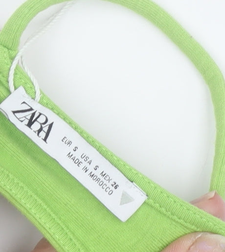 Zara Women's Green Halter Sleeveless Dress S