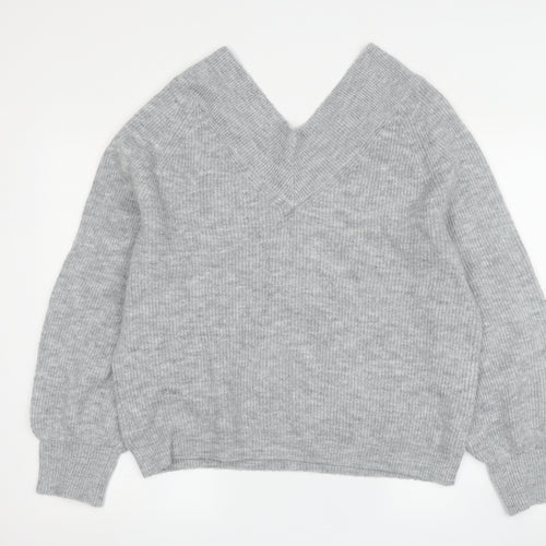 Marks and Spencer Women's Grey V-Neck Jumper Size 16