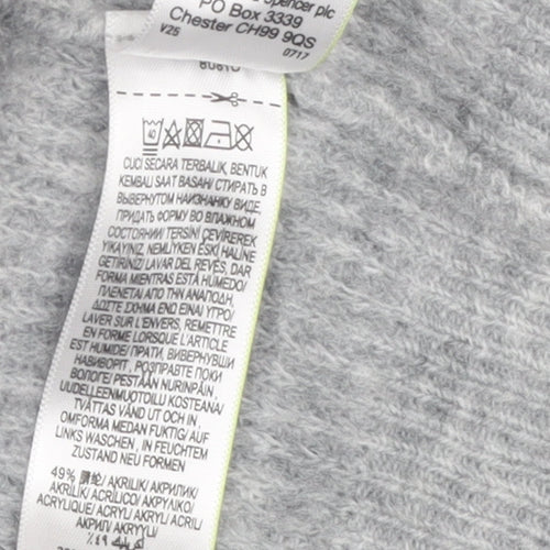 Marks and Spencer Women's Grey V-Neck Jumper Size 16