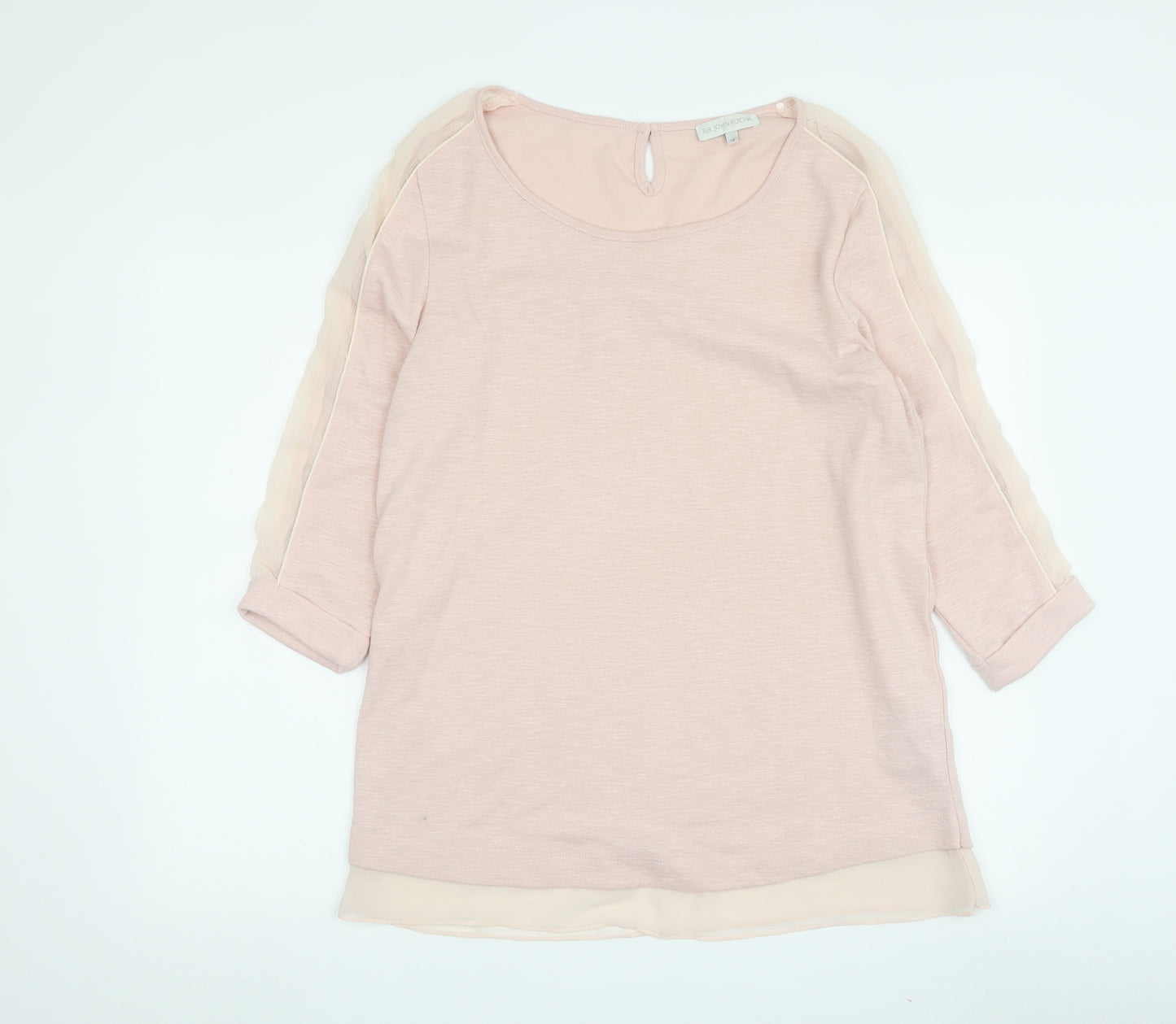 RJR. John Rocha Pink Women's T-Shirt, Size 14, 3/4 Sleeve