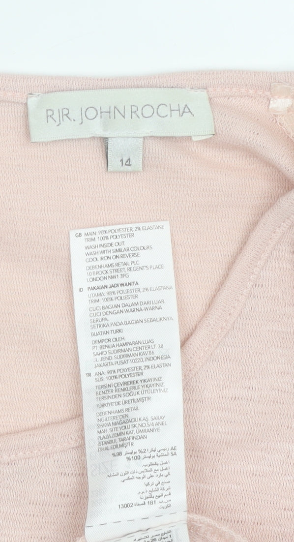 RJR. John Rocha Pink Women's T-Shirt, Size 14, 3/4 Sleeve