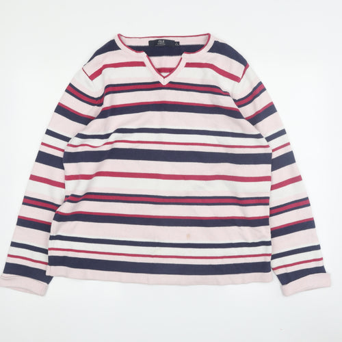 ISLE Essentials Women's Multicoloured Striped Pullover L