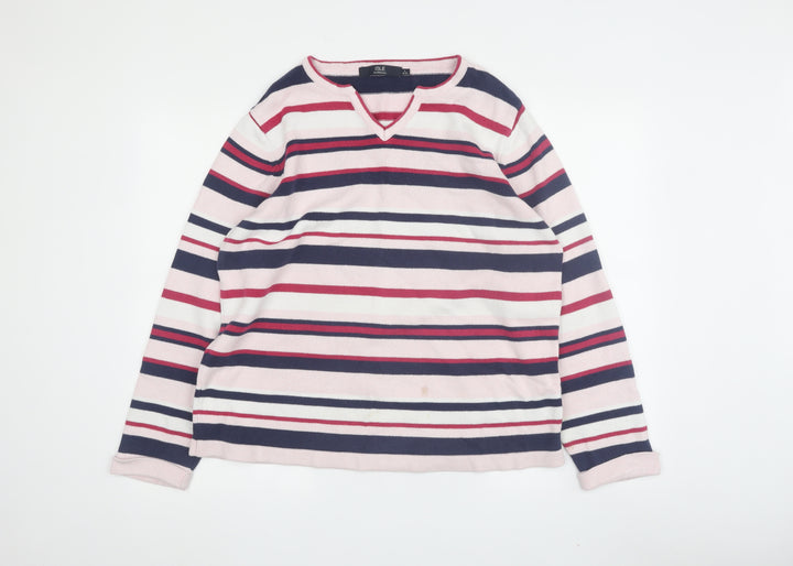 ISLE Essentials Women's Multicoloured Striped Pullover L