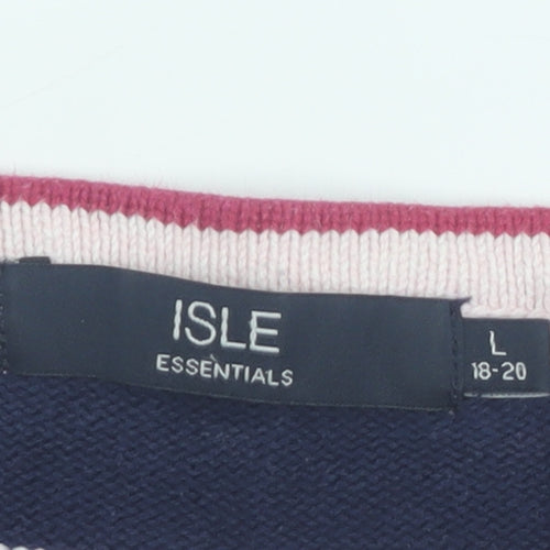 ISLE Essentials Women's Multicoloured Striped Pullover L